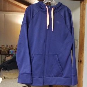 The North Face Navy Blue Full-Zip Hoodie with Pink Drawstrings